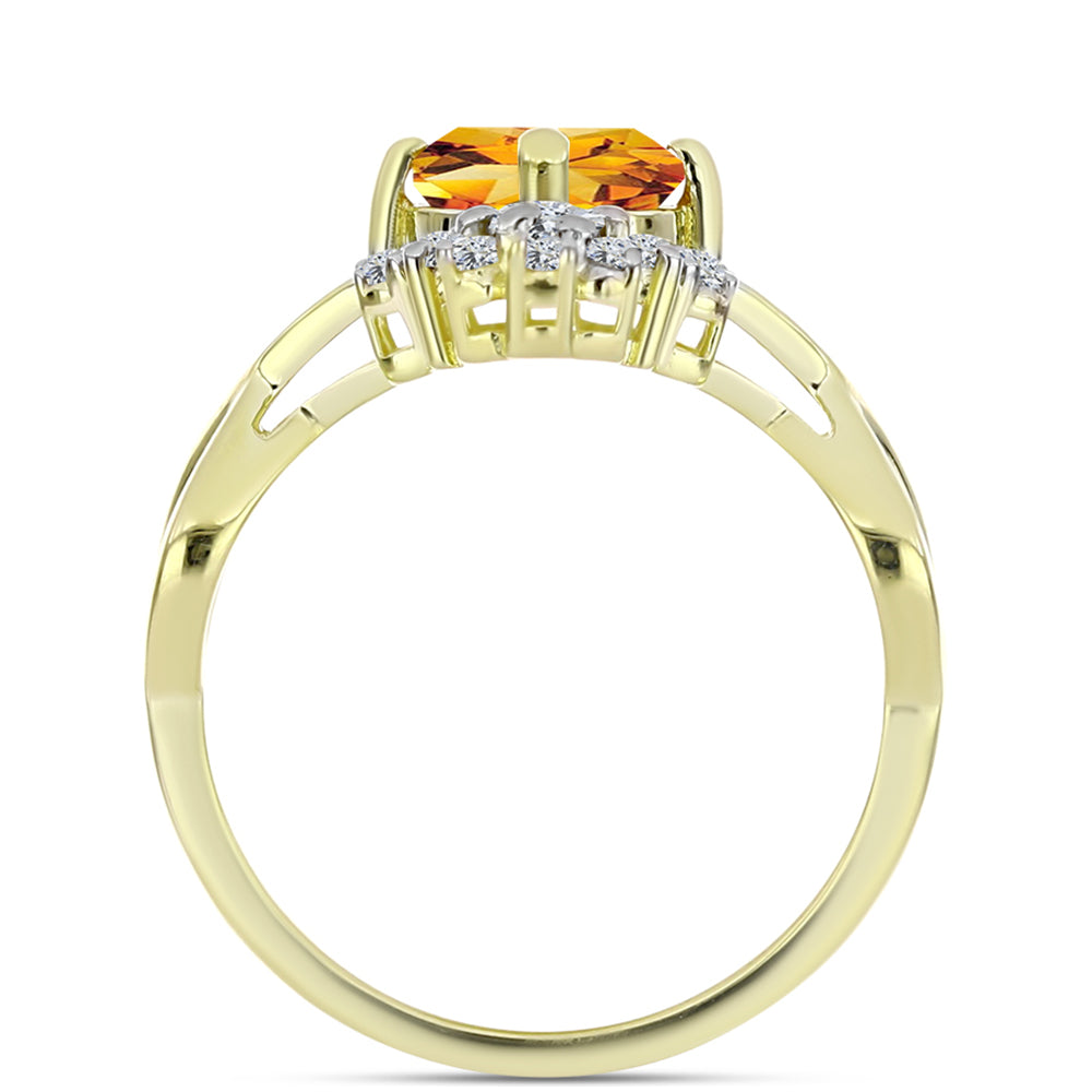 Inel din Argint 925 Placat cu Aur ( 3.33 grame ) cu Citrin Rio Golden și Topaz Alb 1.69 Carate 2 