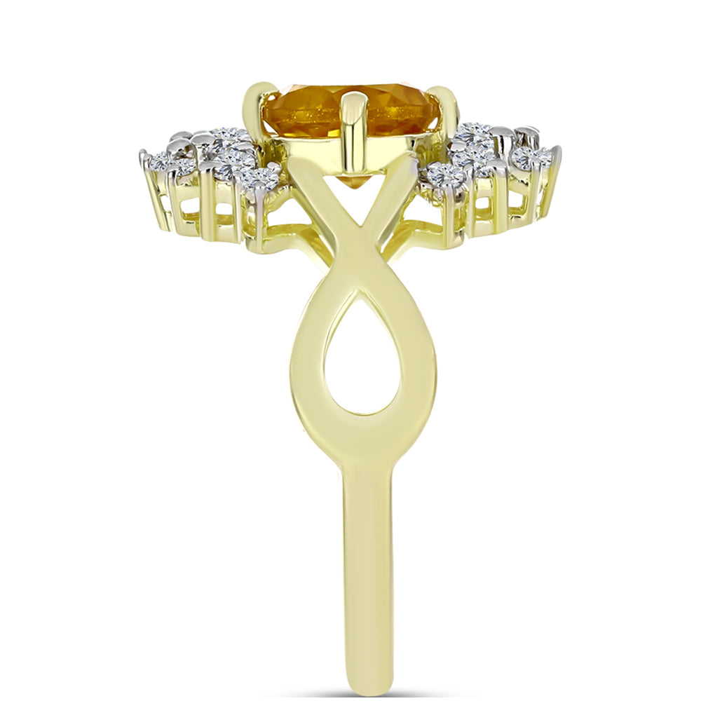 Inel din Argint 925 Placat cu Aur ( 3.33 grame ) cu Citrin Rio Golden și Topaz Alb 1.69 Carate 4 