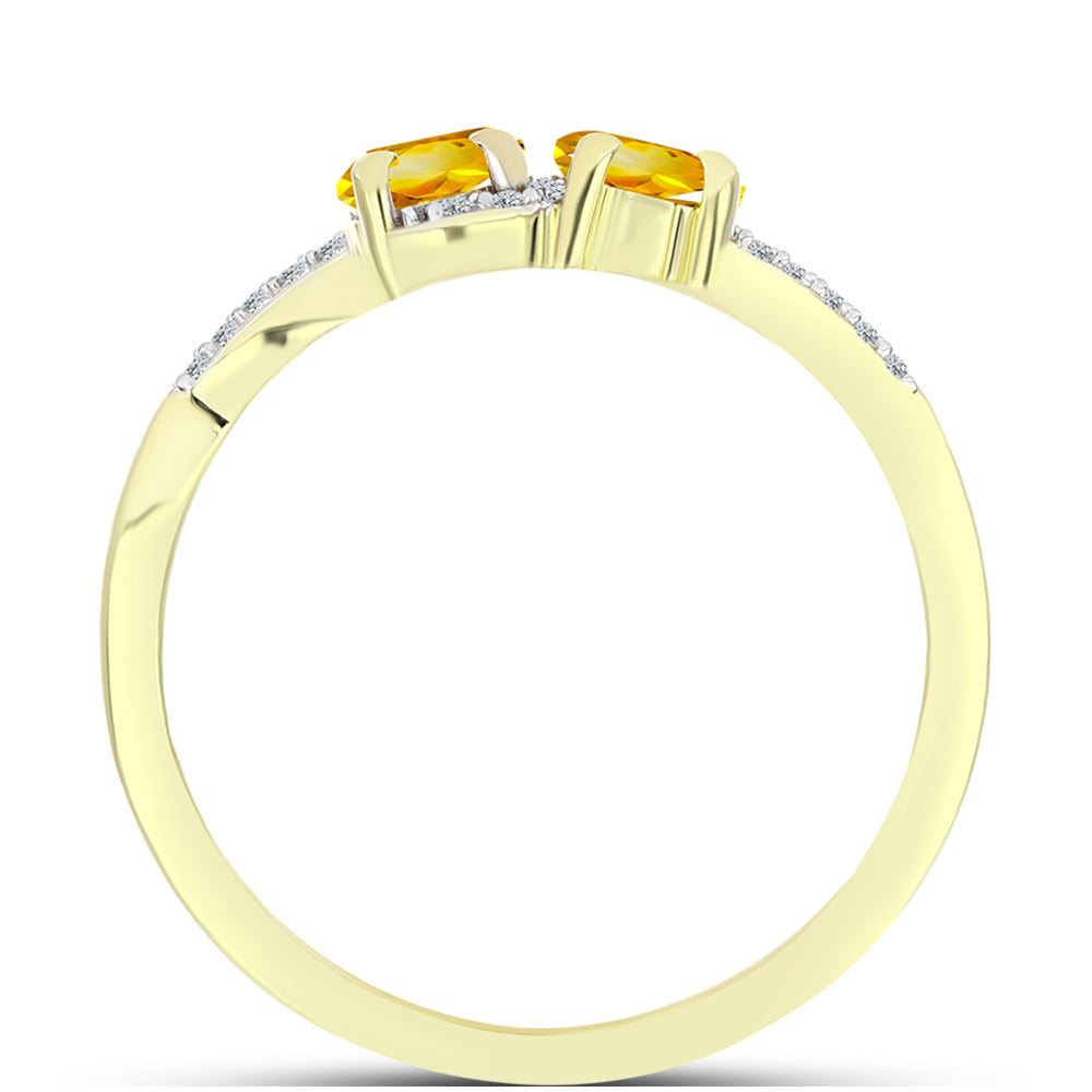 Inel din Argint 925 Placat cu Aur ( 2.27 grame ) cu Citrin Rio Golden și Topaz Alb 1.03 Carate