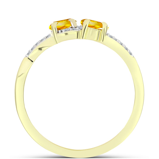 Inel din Argint 925 Placat cu Aur ( 2.27 grame ) cu Citrin Rio Golden și Topaz Alb 1.03 Carate
