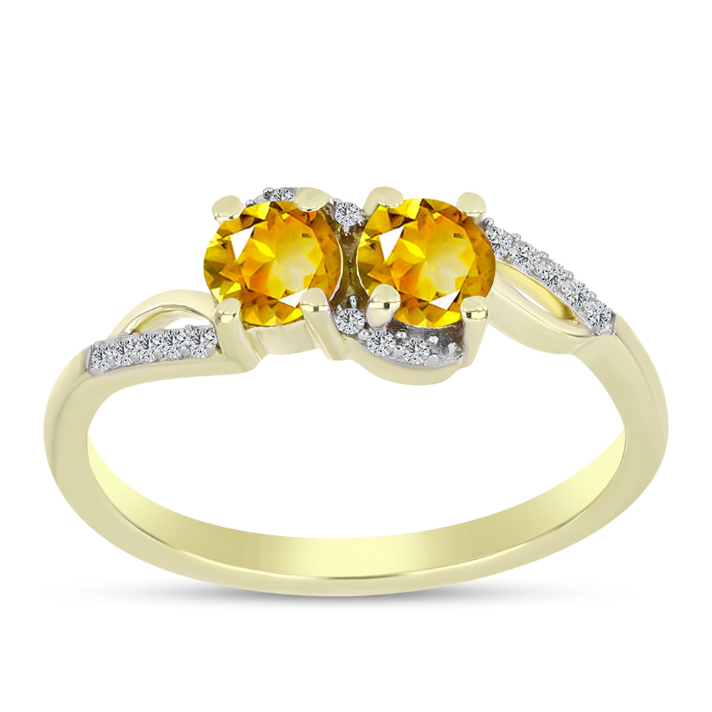 Inel din Argint 925 Placat cu Aur ( 2.27 grame ) cu Citrin Rio Golden și Topaz Alb 1.03 Carate