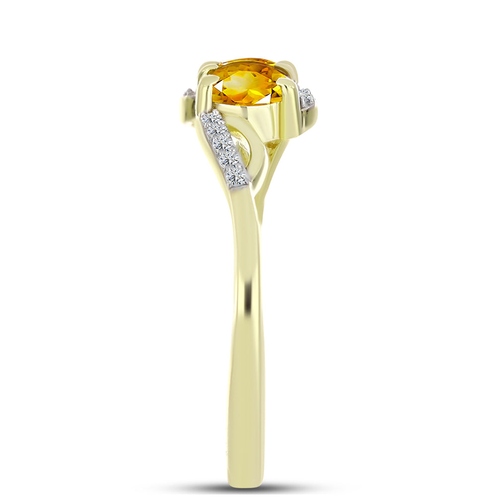 Inel din Argint 925 Placat cu Aur ( 2.27 grame ) cu Citrin Rio Golden și Topaz Alb 1.03 Carate 4 
