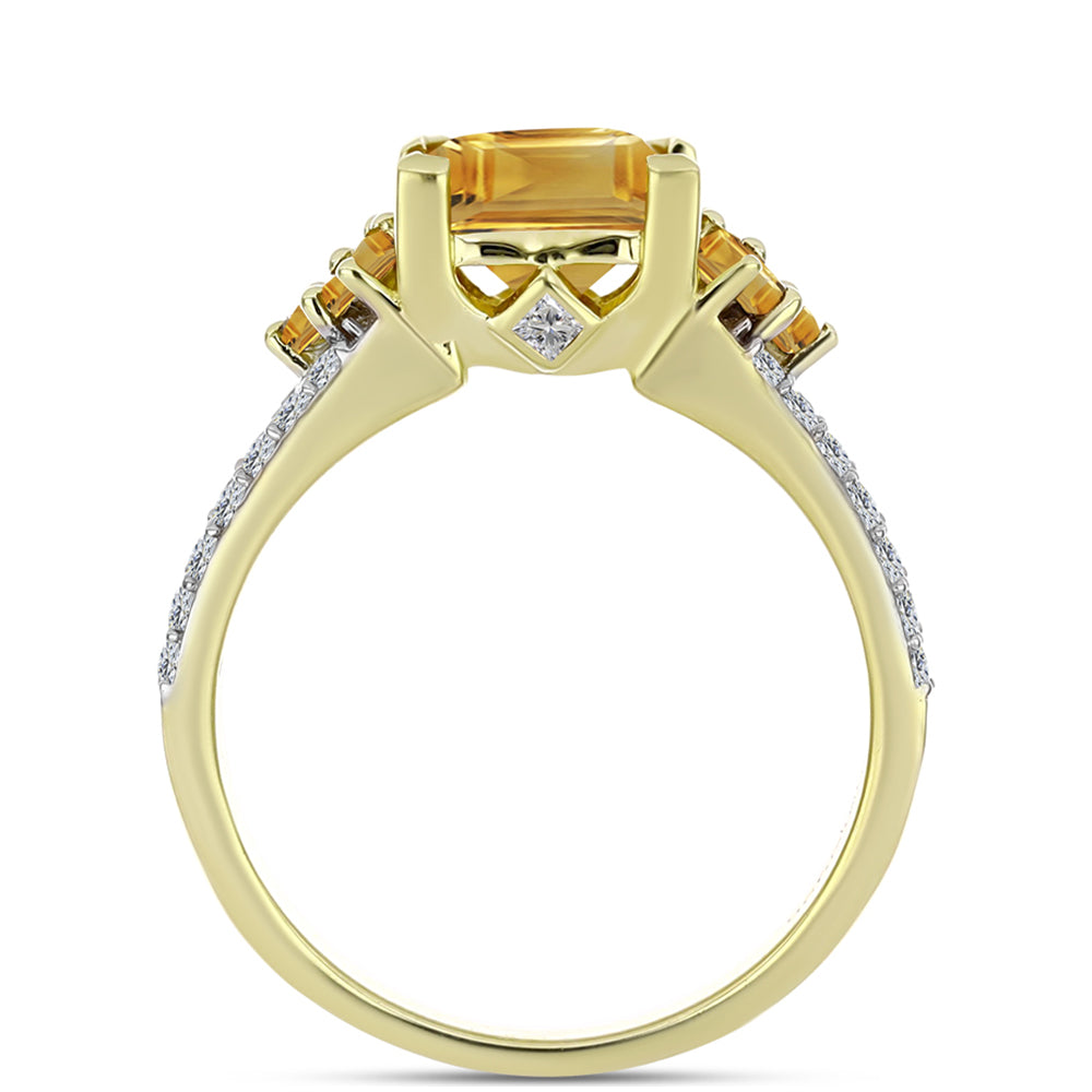 Inel din Argint 925 Placat cu Aur ( 5.76 grame ) cu Citrin Rio Golden și Topaz Alb 2.96 Carate