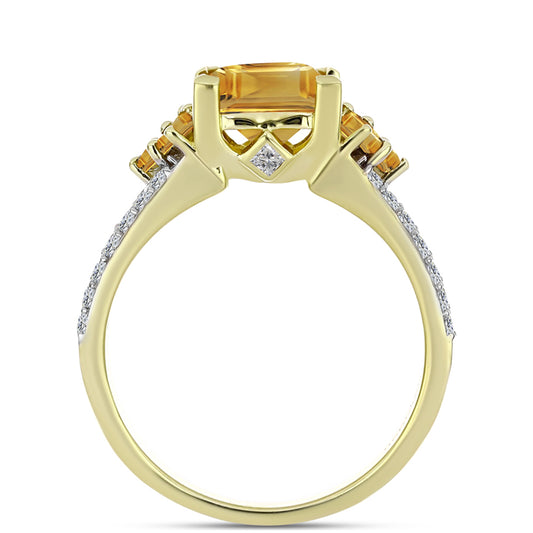 Inel din Argint 925 Placat cu Aur ( 5.76 grame ) cu Citrin Rio Golden și Topaz Alb 2.96 Carate