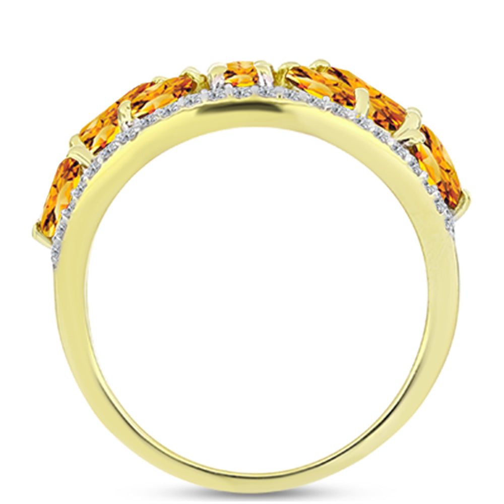 Inel din Argint 925 Placat cu Aur ( 3.63 grame ) cu Citrin Rio Golden și Topaz Alb 2.54 Carate