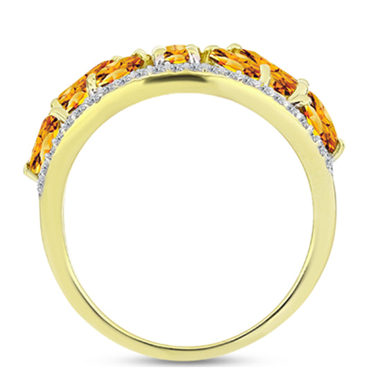 Inel din Argint 925 Placat cu Aur ( 3.63 grame ) cu Citrin Rio Golden și Topaz Alb 2.54 Carate