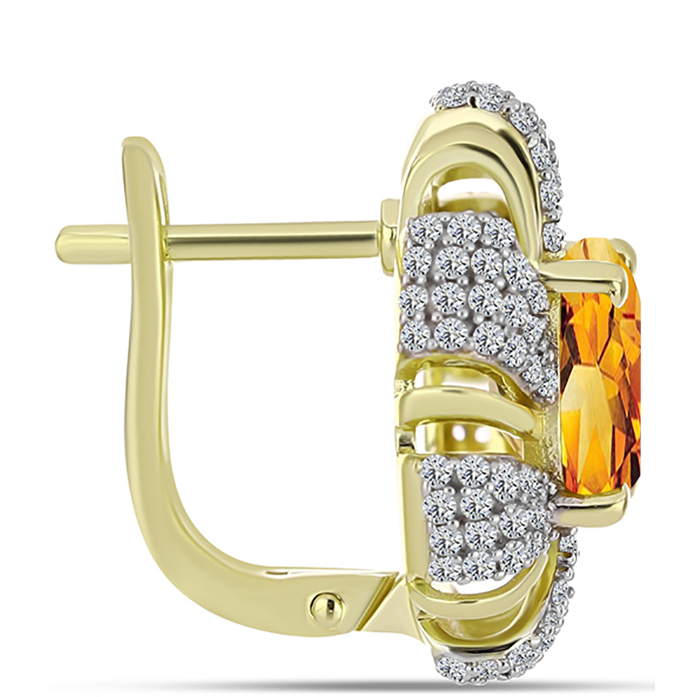 Cercei din Argint 925 Placat cu Aur ( 5.91 grame ) cu Citrin Rio Golden și Topaz Alb 4.68 Carate 2 