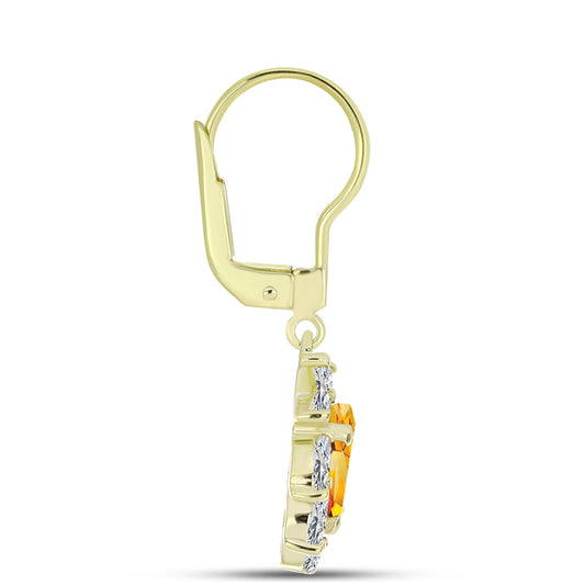 Cercei din Argint 925 Placat cu Aur ( 2.75 grame ) cu Citrin Rio Golden și Topaz Alb 3.25 Carate