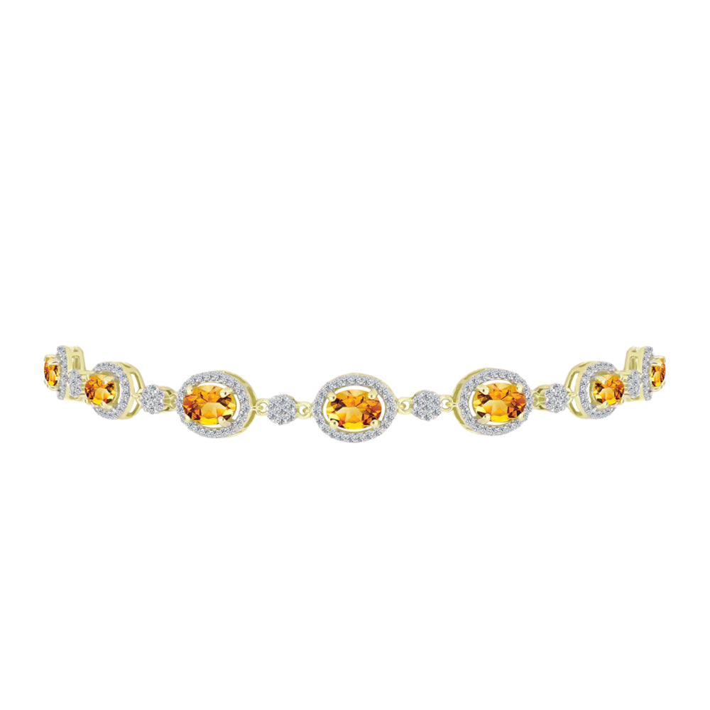 Brățară din Argint 925 Placat cu Aur ( 6.6 grame ) cu Citrin Rio Golden și Topaz Alb 5.2 Carate 2 
