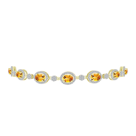 Brățară din Argint 925 Placat cu Aur ( 6.6 grame ) cu Citrin Rio Golden și Topaz Alb 5.2 Carate
