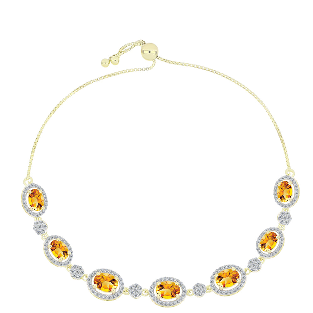 Brățară din Argint 925 Placat cu Aur ( 6.6 grame ) cu Citrin Rio Golden și Topaz Alb 5.2 Carate