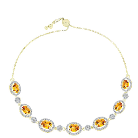 Brățară din Argint 925 Placat cu Aur ( 6.6 grame ) cu Citrin Rio Golden și Topaz Alb 5.2 Carate