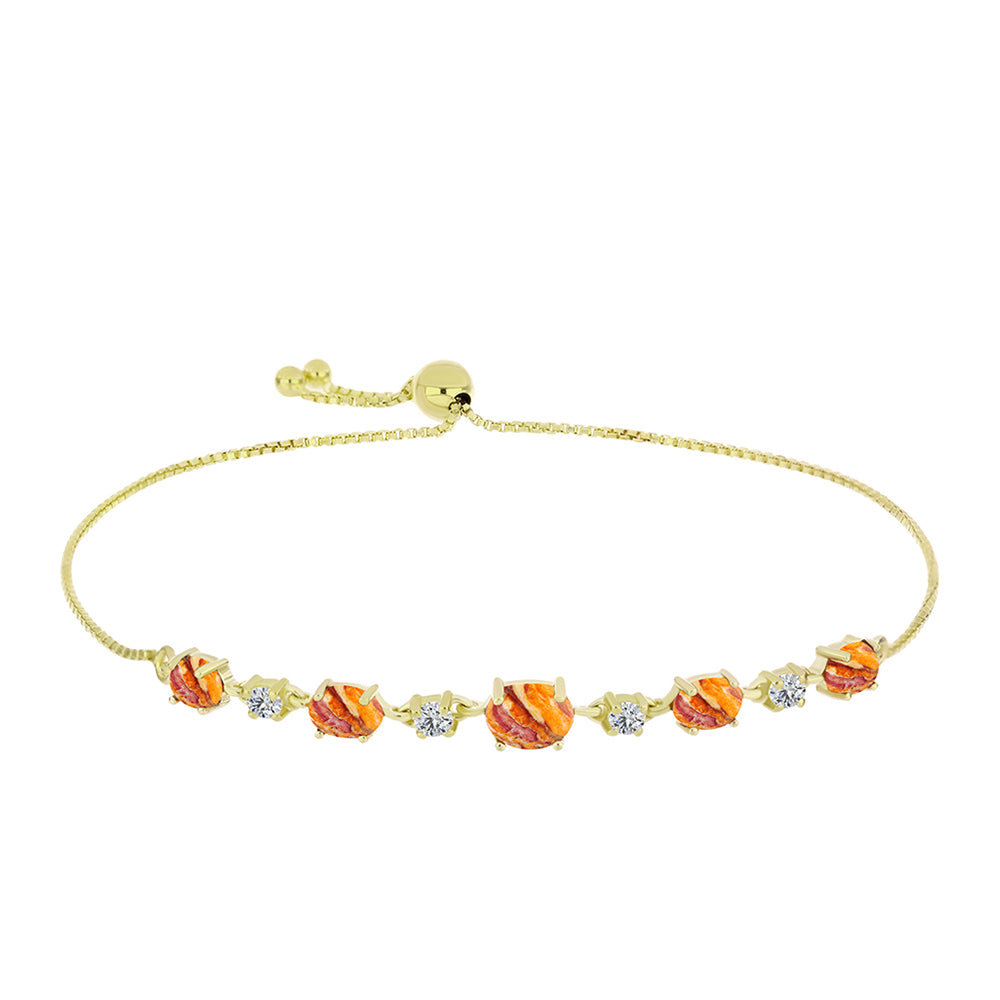 Brățară din Argint 925 Placat cu Aur ( 3.59 grame ) cu Jaspul "Lion's Paw" și Topaz Alb 2.85 Carate 1 