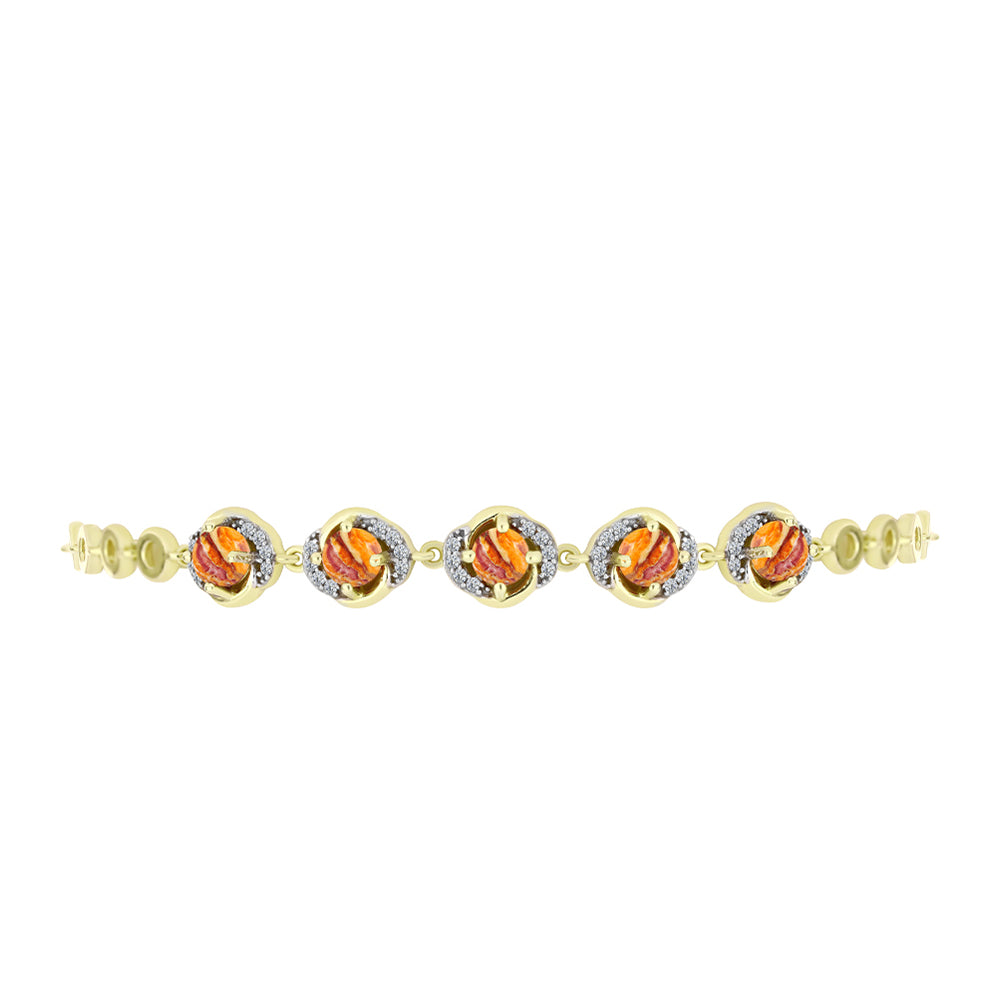 Brățară din Argint 925 Placat cu Aur ( 7.31 grame ) cu Jaspul "Lion's Paw" și Topaz Alb 3.27 Carate 2 