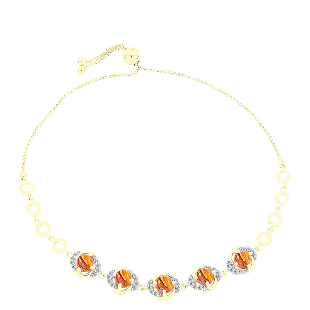 Brățară din Argint 925 Placat cu Aur ( 7.31 grame ) cu Jaspul "Lion's Paw" și Topaz Alb 3.27 Carate