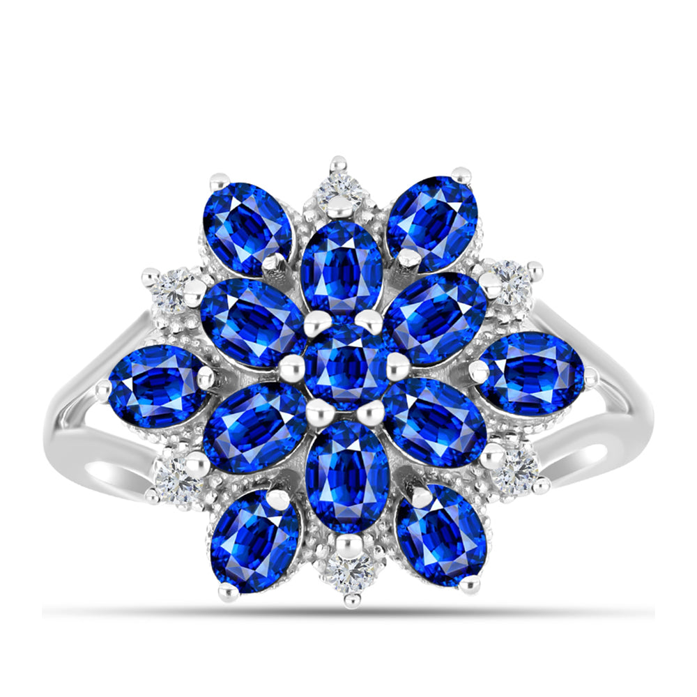 Inel din Argint 925 ( 3.7 grame ) cu Safir Albastru Australian și Topaz Alb 3.33 Carate