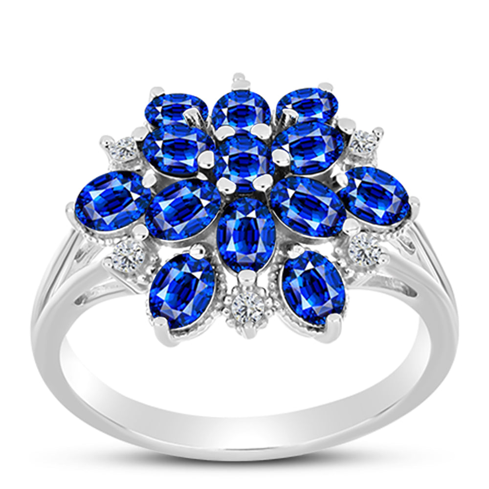 Inel din Argint 925 ( 3.7 grame ) cu Safir Albastru Australian și Topaz Alb 3.33 Carate 3 
