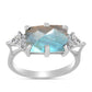 Inel din Argint 925 ( 2.87 grame ) cu Labradorit și Topaz Alb 4.37 Carate