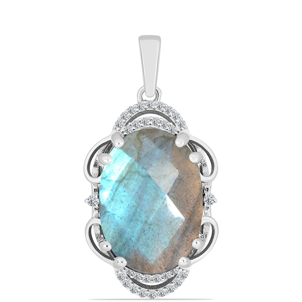 Pandantiv din Argint 925 ( 2.53 grame ) cu Labradorit și Topaz Alb 10.22 Carate 1 
