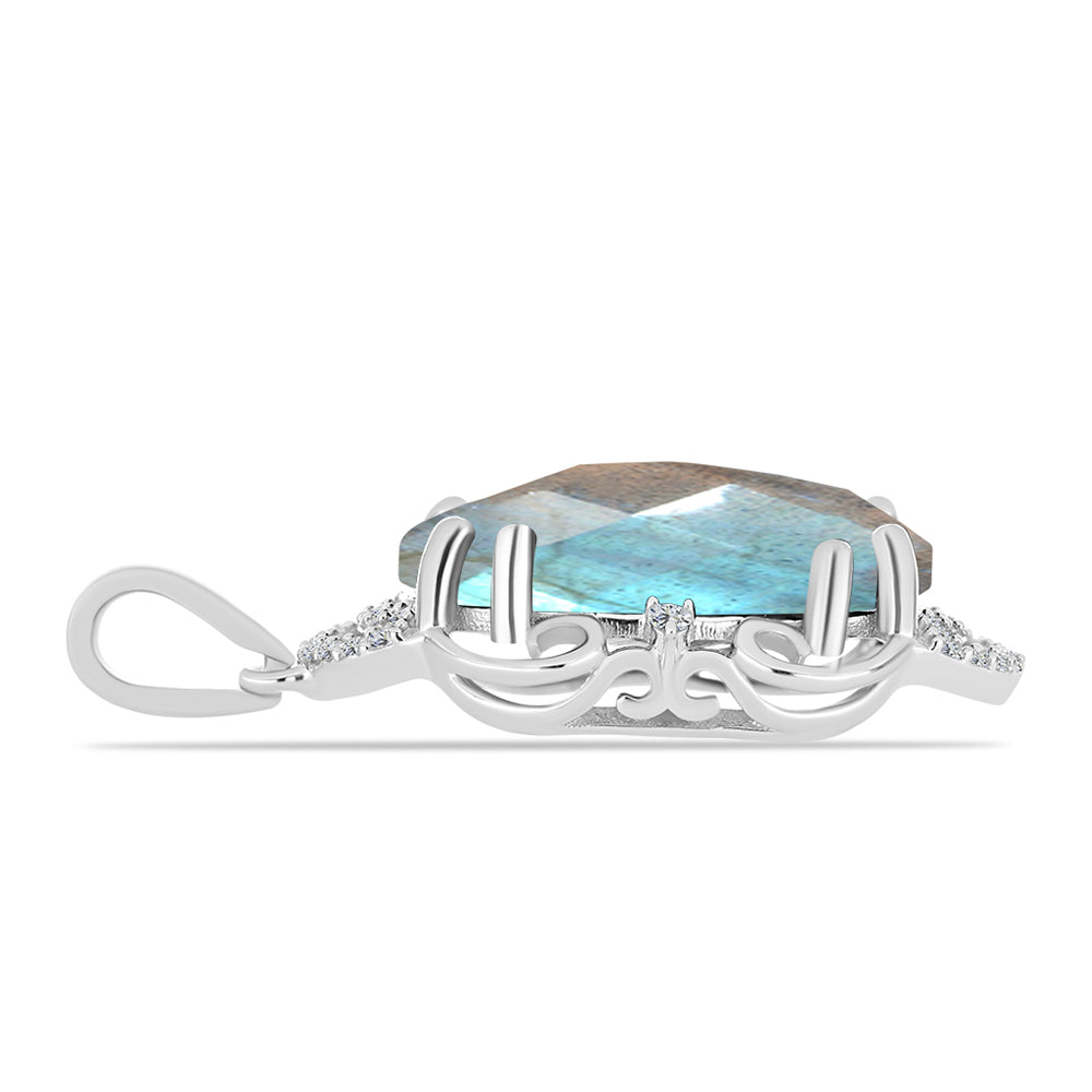 Pandantiv din Argint 925 ( 2.53 grame ) cu Labradorit și Topaz Alb 10.22 Carate