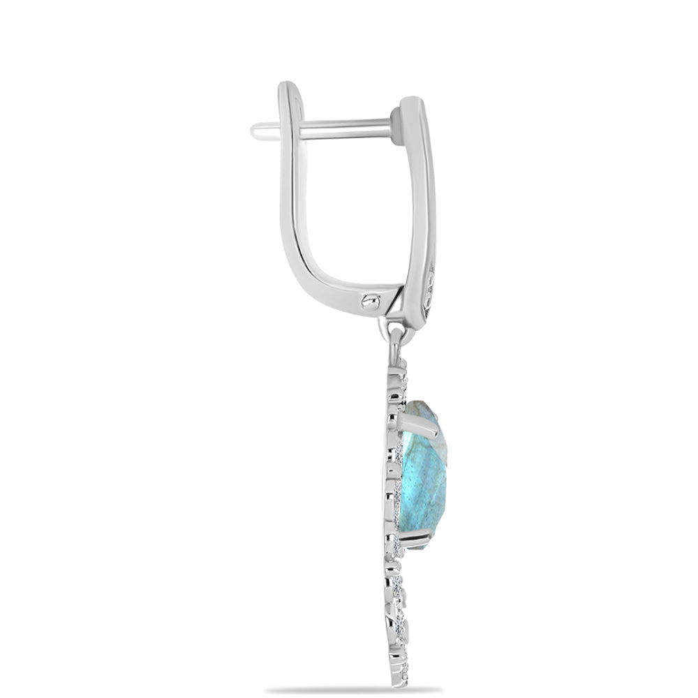 Cercei din Argint 925 ( 7.12 grame ) cu Labradorit și Topaz Alb 5.04 Carate