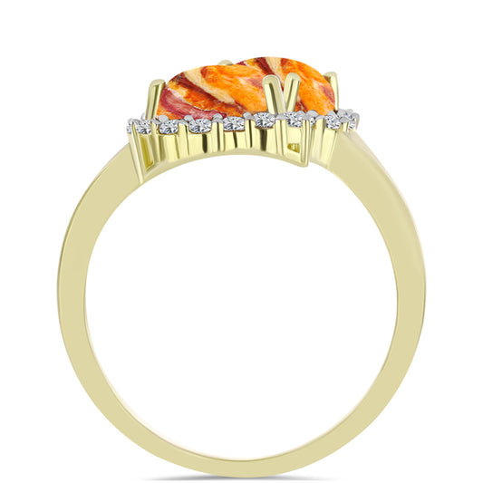 Inel din Argint 925 Placat cu Aur ( 3.82 grame ) cu Jaspul "Lion's Paw" și Topaz Alb 2.83 Carate