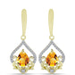 Cercei din Argint 925 Placat cu Aur ( 3.8 grame ) cu Citrin Rio Golden și Topaz Alb 1.98 Carate