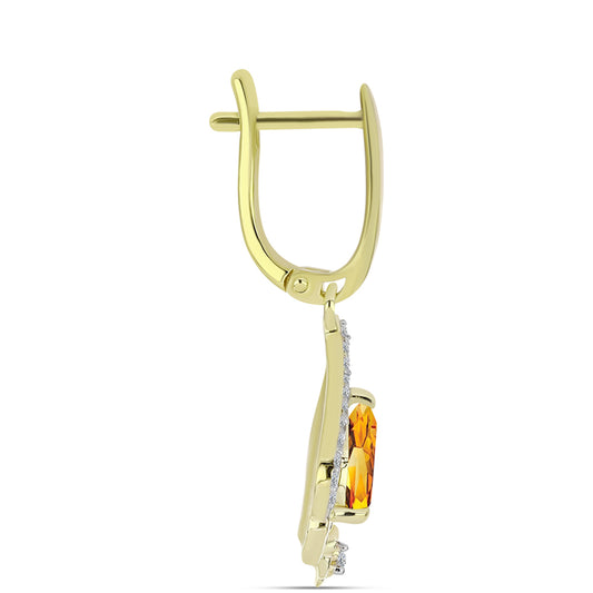 Cercei din Argint 925 Placat cu Aur ( 3.8 grame ) cu Citrin Rio Golden și Topaz Alb 1.98 Carate
