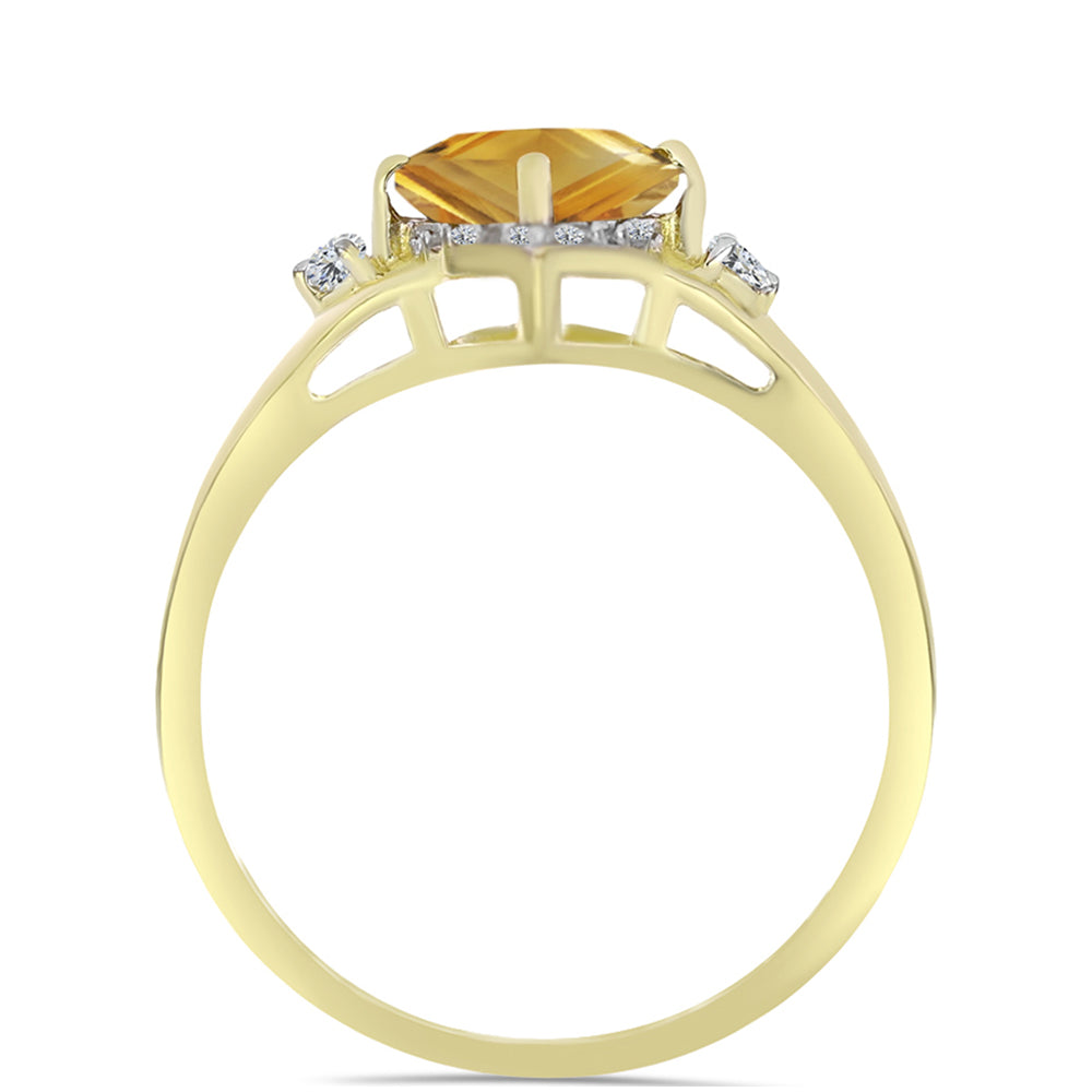 Inel din Argint 925 Placat cu Aur ( 2.94 grame ) cu Citrin Rio Golden și Topaz Alb 1.64 Carate 2 