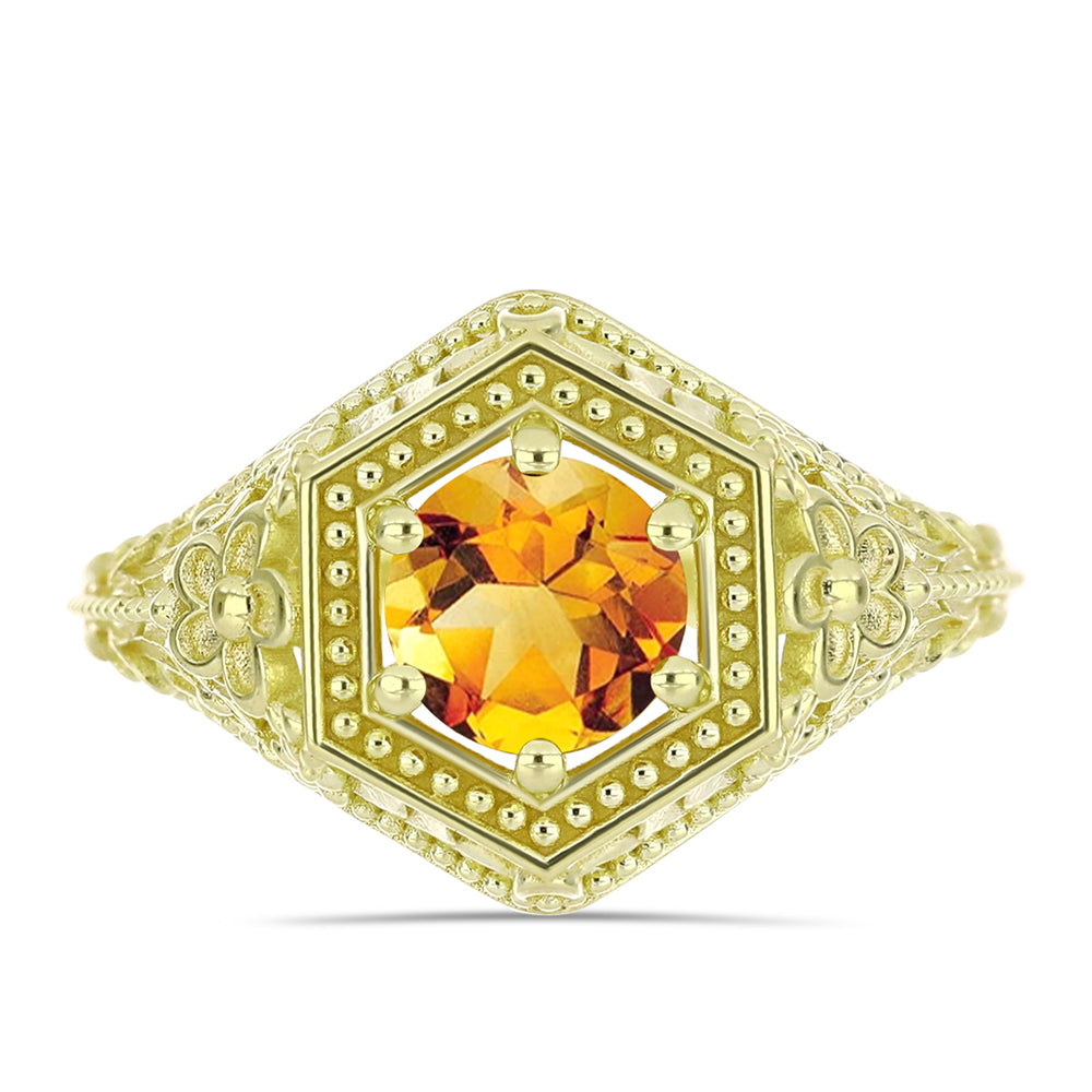 Inel din Argint 925 Placat cu Aur ( 3.62 grame ) cu Citrin Rio Golden 1.15 Carate 1 