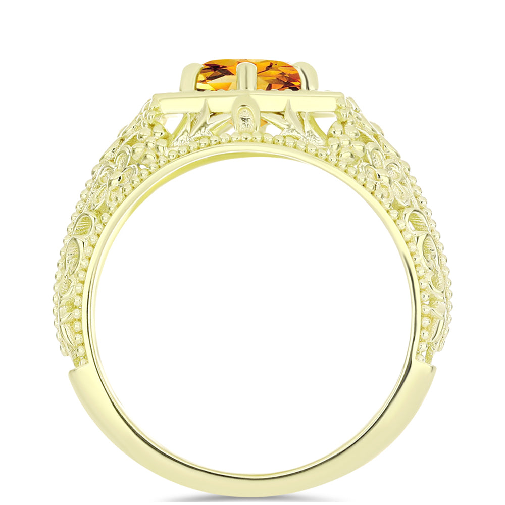 Inel din Argint 925 Placat cu Aur ( 3.62 grame ) cu Citrin Rio Golden 1.15 Carate