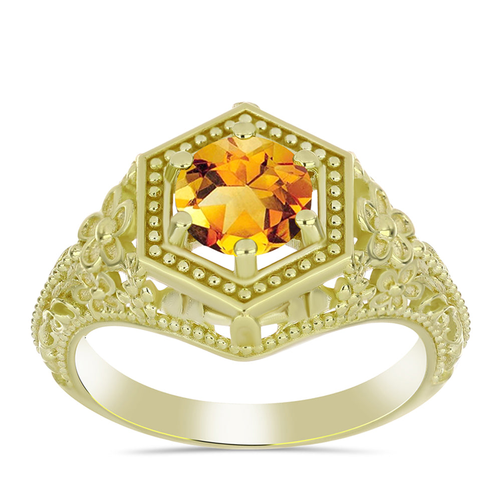 Inel din Argint 925 Placat cu Aur ( 3.62 grame ) cu Citrin Rio Golden 1.15 Carate