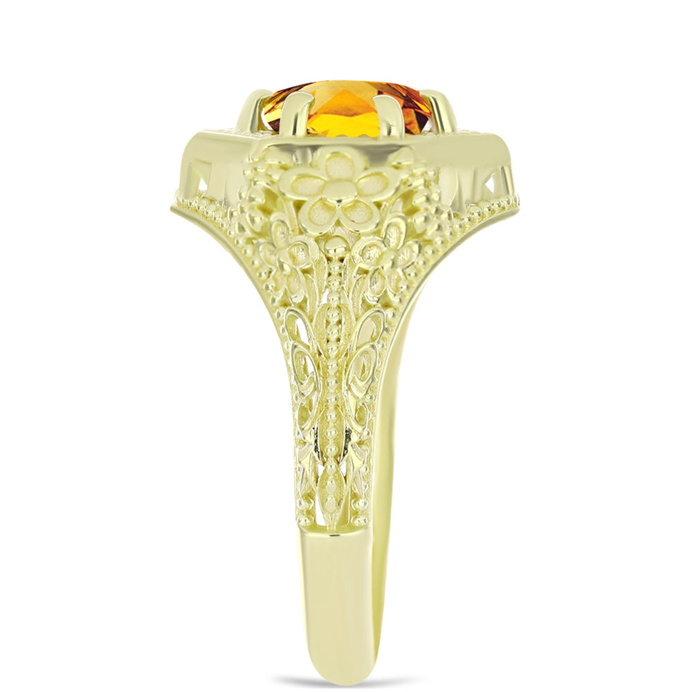 Inel din Argint 925 Placat cu Aur ( 3.62 grame ) cu Citrin Rio Golden 1.15 Carate 4 