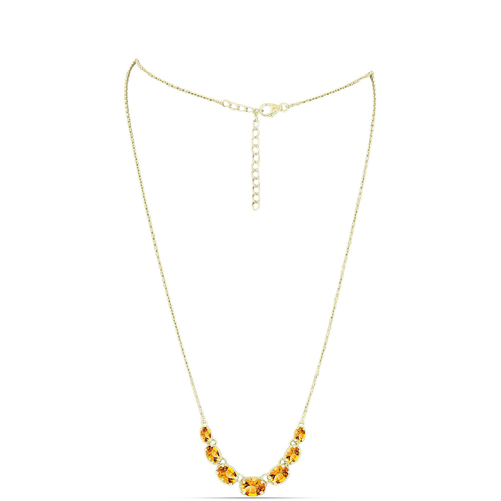 Colier din Argint 925 Placat cu Aur ( 5.59 grame ) cu Citrin Rio Golden 3.92 Carate 1 