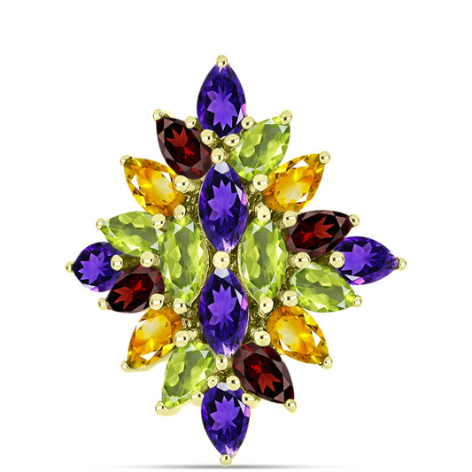 Inel din Argint 925 Placat cu Aur ( 3.99 grame ) cu Ametist Marocan și Citrin Ural 4.57 Carate