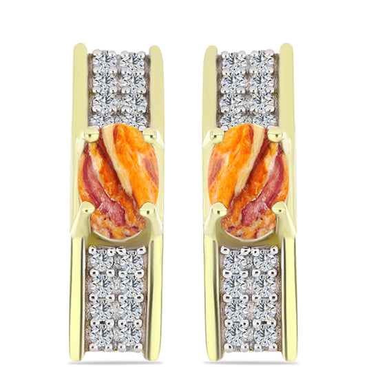 Cercei din Argint 925 Placat cu Aur ( 3.29 grame ) cu Jaspul "Lion's Paw" și Topaz Alb 1.19 Carate