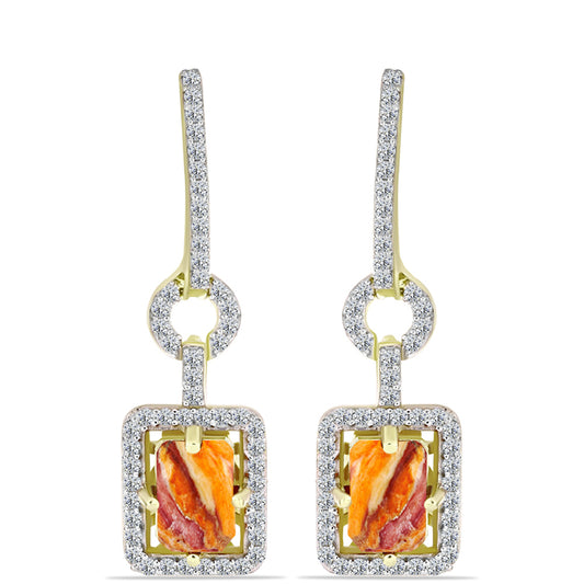 Cercei din Argint 925 Placat cu Aur ( 4.88 grame ) cu Jaspul "Lion's Paw" și Topaz Alb 2.71 Carate