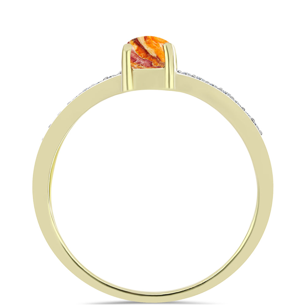 Inel din Argint 925 Placat cu Aur ( 2.86 grame ) cu Jaspul "Lion's Paw" și Topaz Alb 0.95 Carate 2 