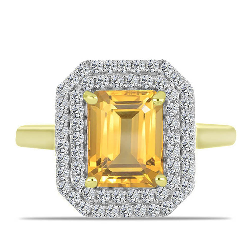Inel din Argint 925 Placat cu Aur ( 2.94 grame ) cu Citrin Rio Golden și Topaz Alb 2.78 Carate