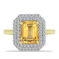 Inel din Argint 925 Placat cu Aur ( 2.94 grame ) cu Citrin Rio Golden și Topaz Alb 2.78 Carate