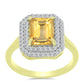 Inel din Argint 925 Placat cu Aur ( 2.94 grame ) cu Citrin Rio Golden și Topaz Alb 2.78 Carate