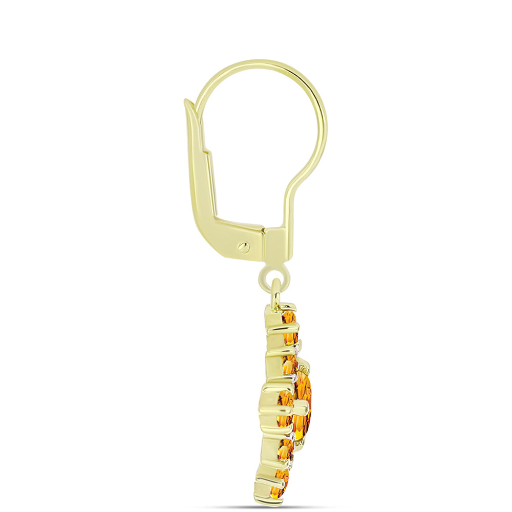 Cercei din Argint 925 Placat cu Aur ( 2.89 grame ) cu Citrin Rio Golden și Topaz Alb 1.99 Carate 2 