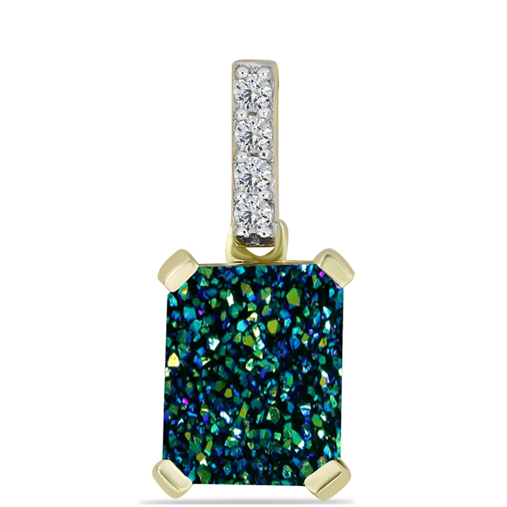 Pandantiv din Argint 925 Placat cu Aur ( 0.81 grame ) cu Drusy Verde și Topaz Alb 2.37 Carate 1 