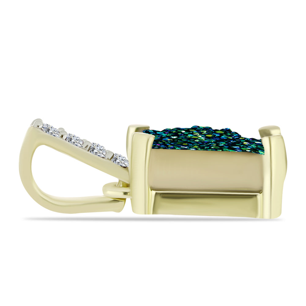 Pandantiv din Argint 925 Placat cu Aur ( 0.81 grame ) cu Drusy Verde și Topaz Alb 2.37 Carate
