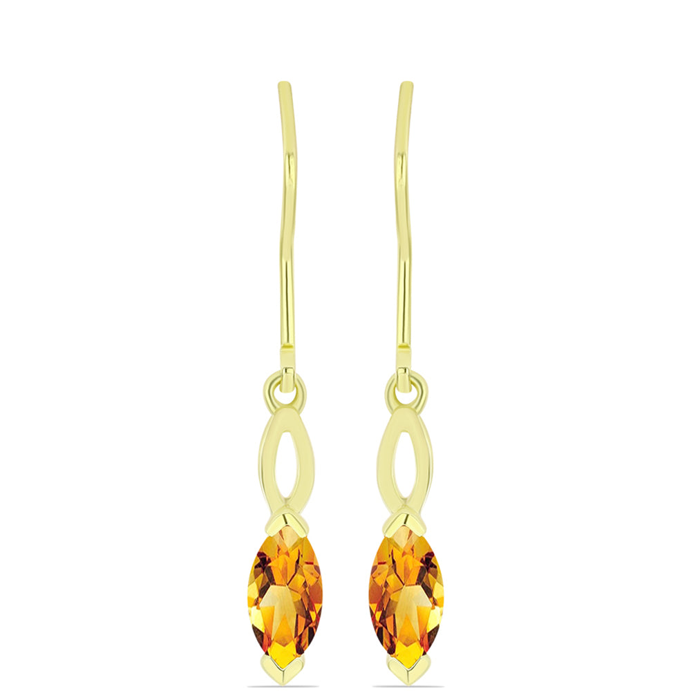 Cercei din Argint 925 Placat cu Aur ( 1.81 grame ) cu Citrin Rio Golden 0.99 Carate