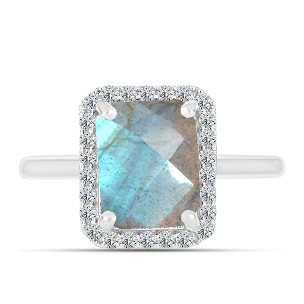 Inel din Argint 925 ( 2.43 grame ) cu Labradorit și Topaz Alb 2.21 Carate 1 
