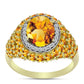 Inel din Argint 925 Placat cu Aur ( 4.37 grame ) cu Citrin Rio Golden și Topaz Alb 4.32 Carate