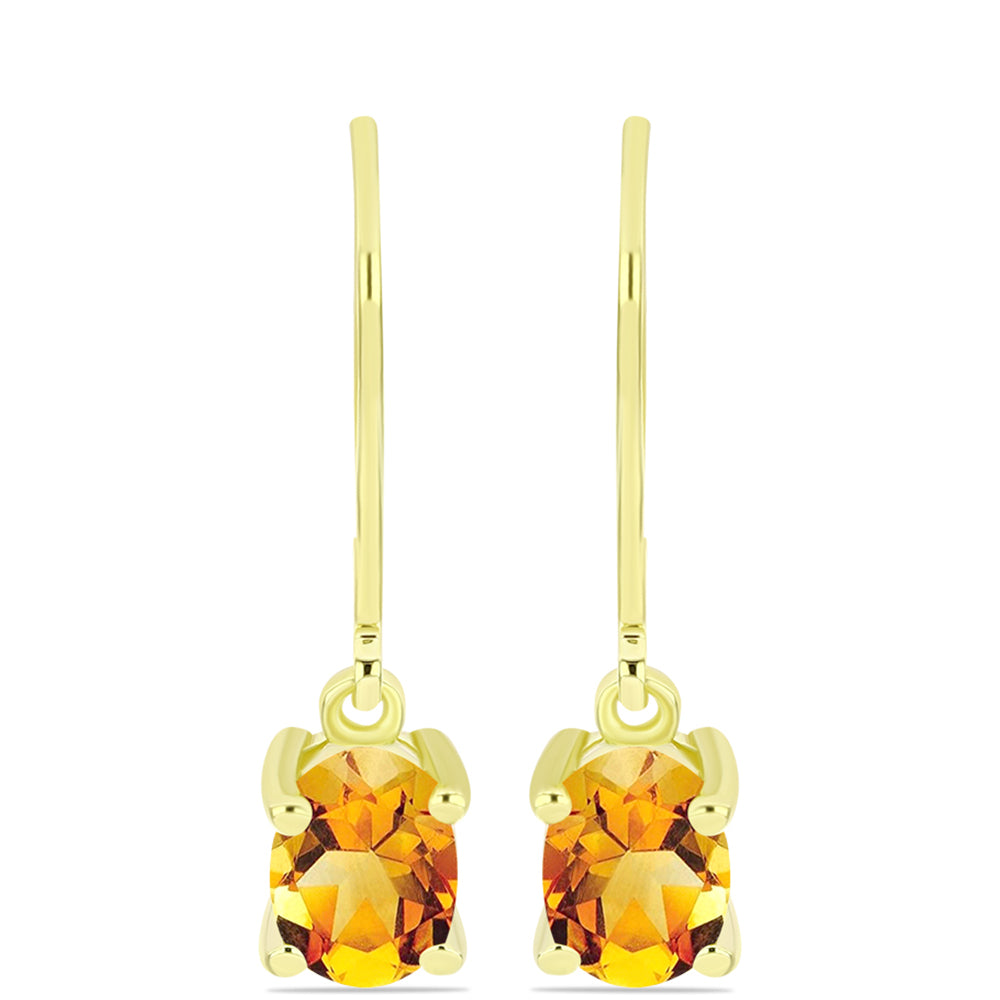 Cercei din Argint 925 Placat cu Aur ( 1.61 grame ) cu Citrin Rio Golden 1.41 Carate