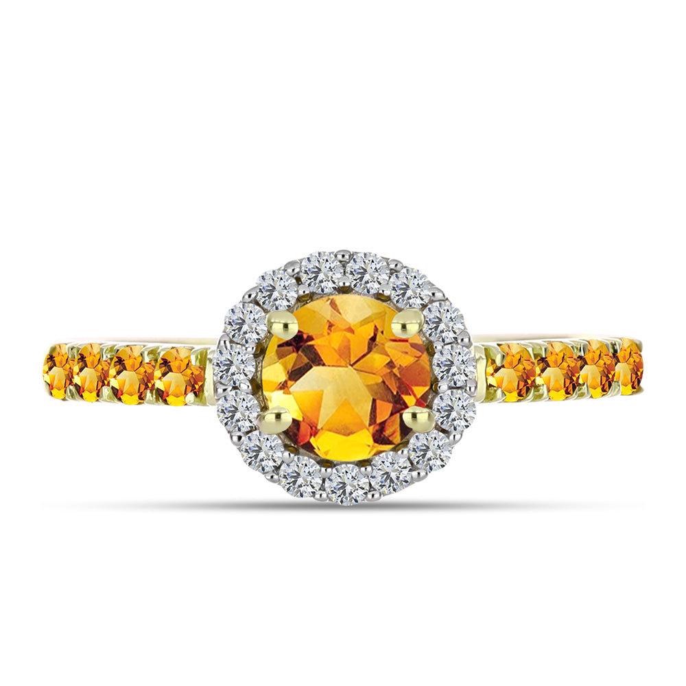 Inel din Argint 925 Placat cu Aur ( 2.1 grame ) cu Citrin Rio Golden și Topaz Alb 1.31 Carate 1 