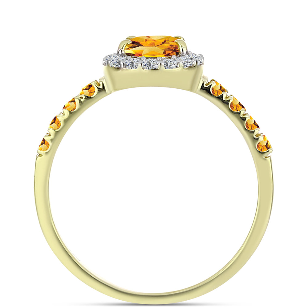 Inel din Argint 925 Placat cu Aur ( 2.1 grame ) cu Citrin Rio Golden și Topaz Alb 1.31 Carate 2 